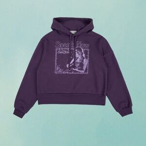 Purple Distressed Taylor Swift Speak Now Cropped Hoodie Size Medium